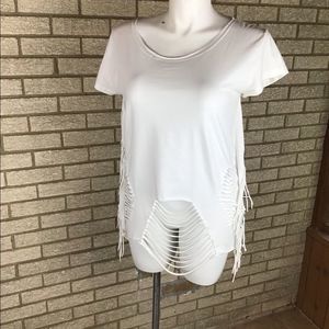 Meggie high class white cut up top size O/S. One size fits most.
